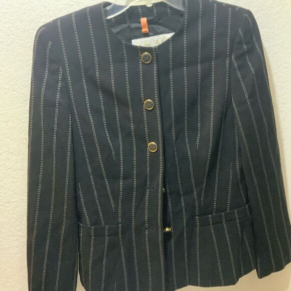 Vintage Escada Margaretha Ley Pin stripes virgin Wool Jacket blazer only 36 - Picture 3 of 11